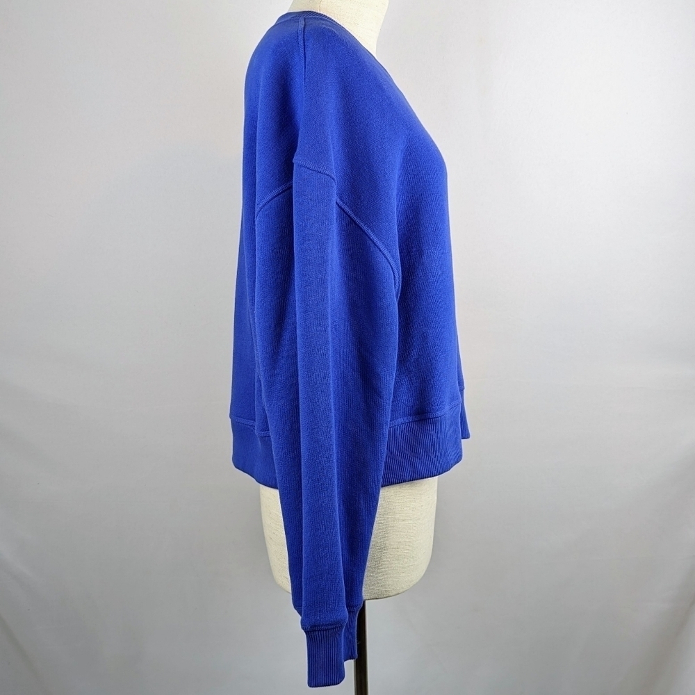 rag & bone Vintage Terry Sweatshirt Crew Neck Cropped Relaxed Fit Blue L NWT - Picture 5 of 14